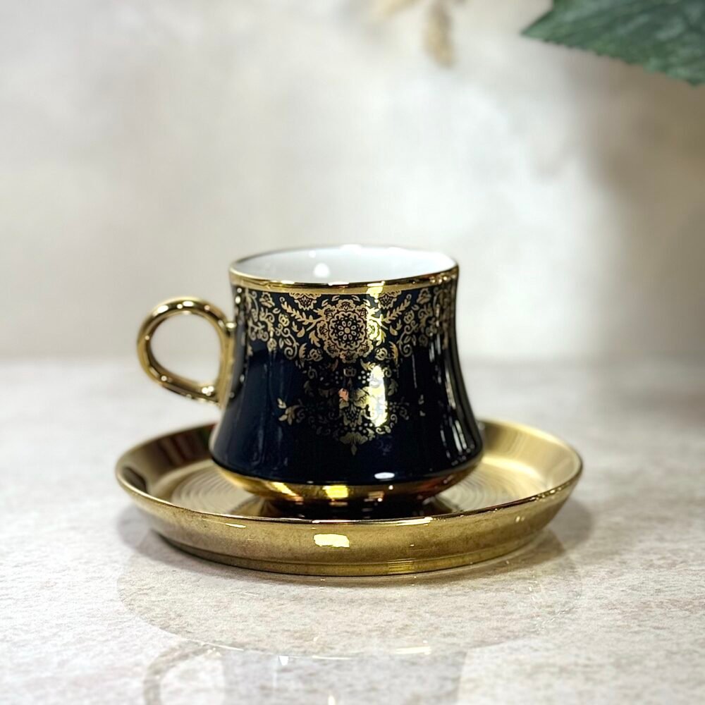 Set de 6 Tasses à Café Noir et Doré – Élégance Moderne et Raffinée