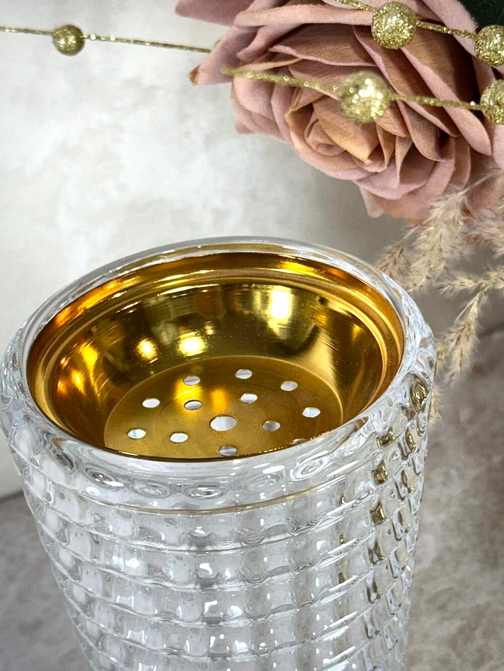 Brûleur d’Oud en Verre Cylindrique Rayé – Élégance Moderne et Parfum Raffiné (Deux Tailles)