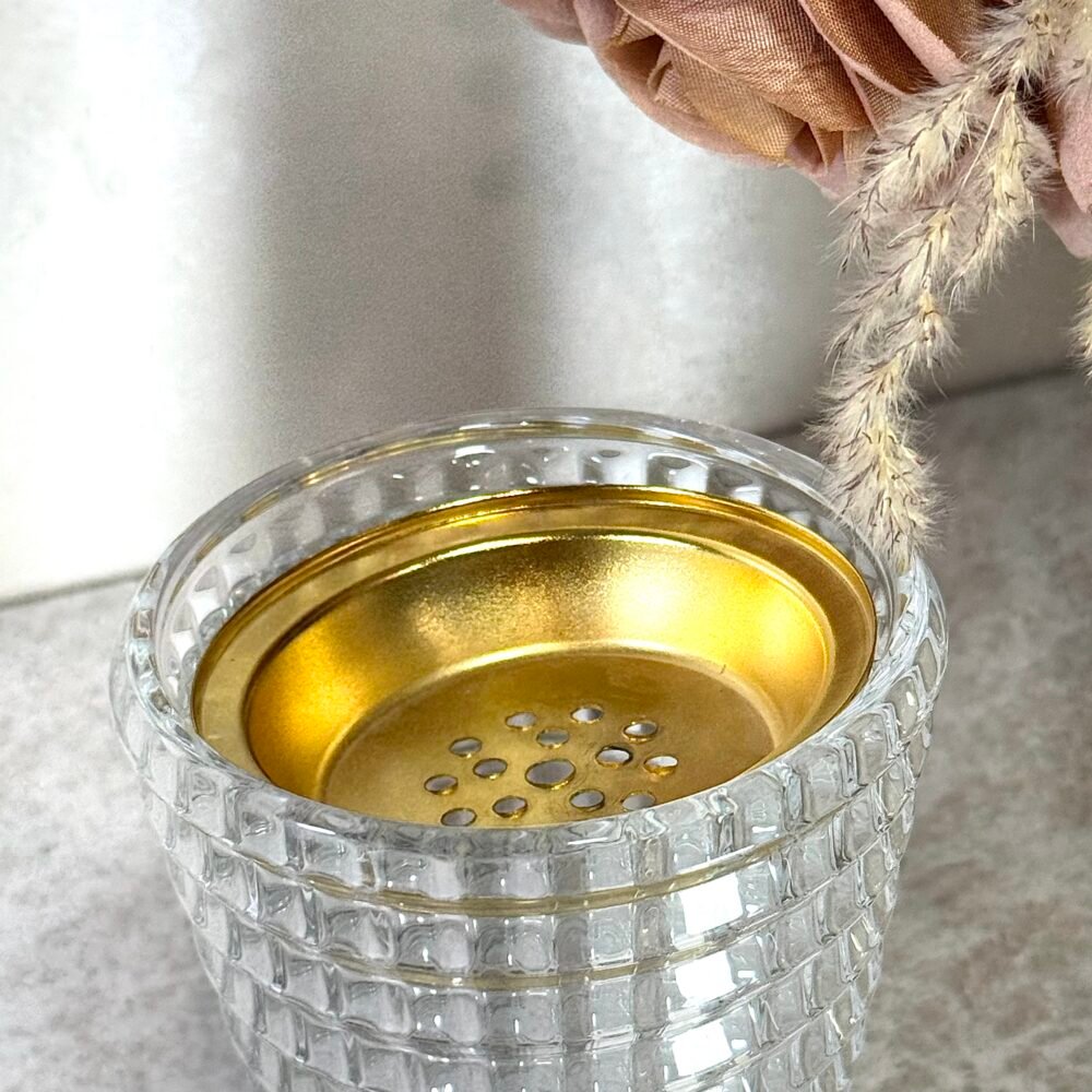 Brûleur d’Oud en Verre Cylindrique Rayé – Élégance Moderne et Parfum Raffiné (Deux Tailles)