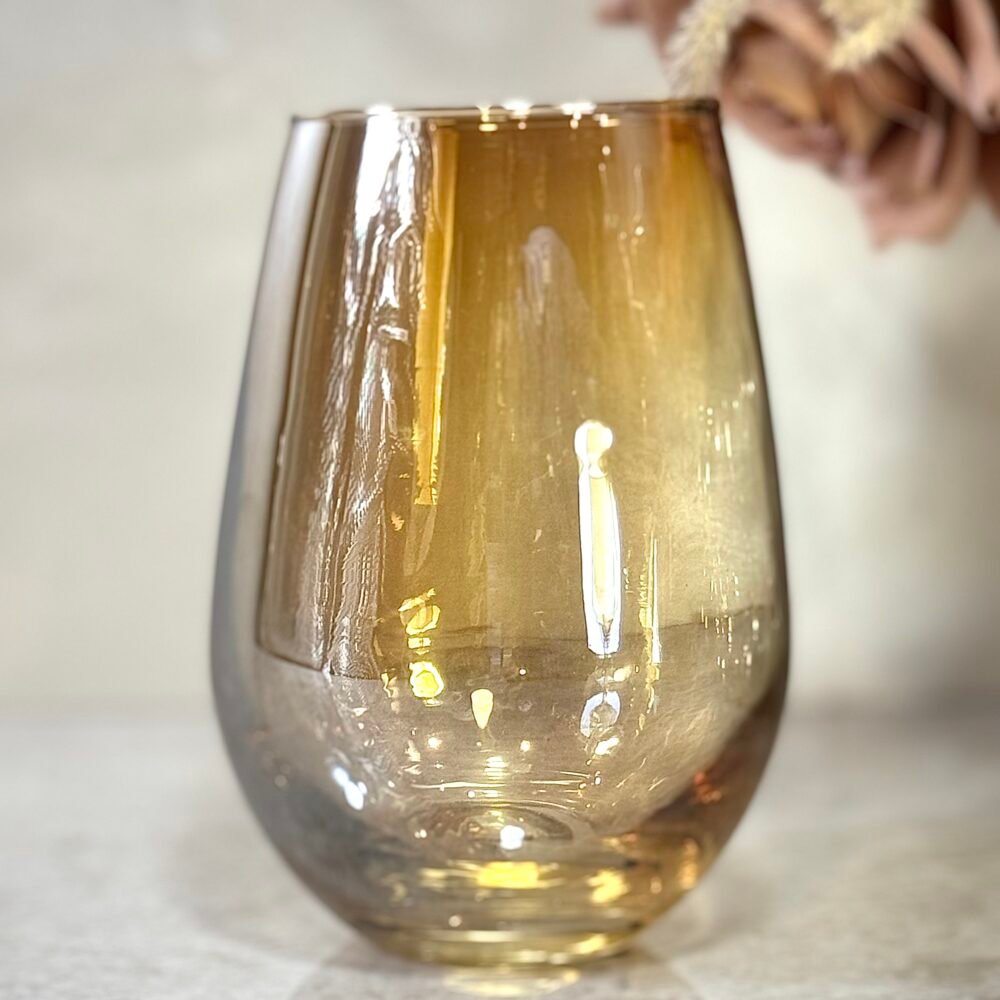 Ensemble de 6 Grands Verres Ronds en Verre Ambre Clair – Élégance et Charme Chaleureux pour Vos Boissons