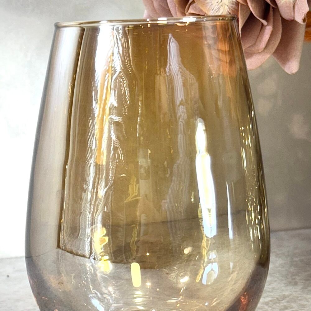 Ensemble de 6 Grands Verres Ronds en Verre Ambre Clair – Élégance et Charme Chaleureux pour Vos Boissons