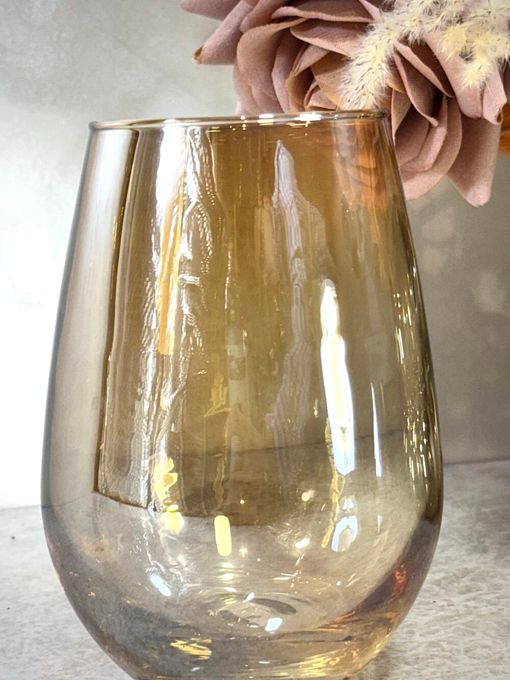 Ensemble de 6 Grands Verres Ronds en Verre Ambre Clair – Élégance et Charme Chaleureux pour Vos Boissons