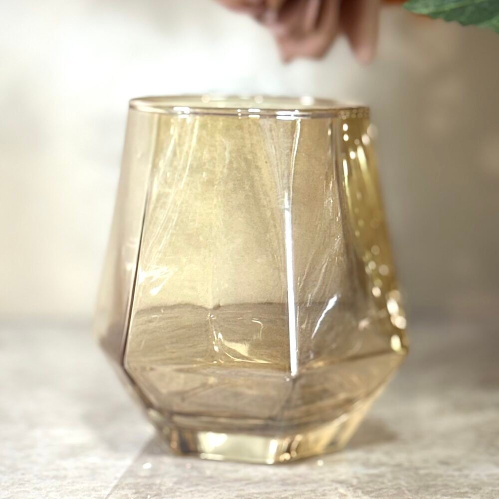 Ensemble de 6 Grands Verres Transparents avec Bords Ambrés – Élégance et Raffinement pour Vos Boissons