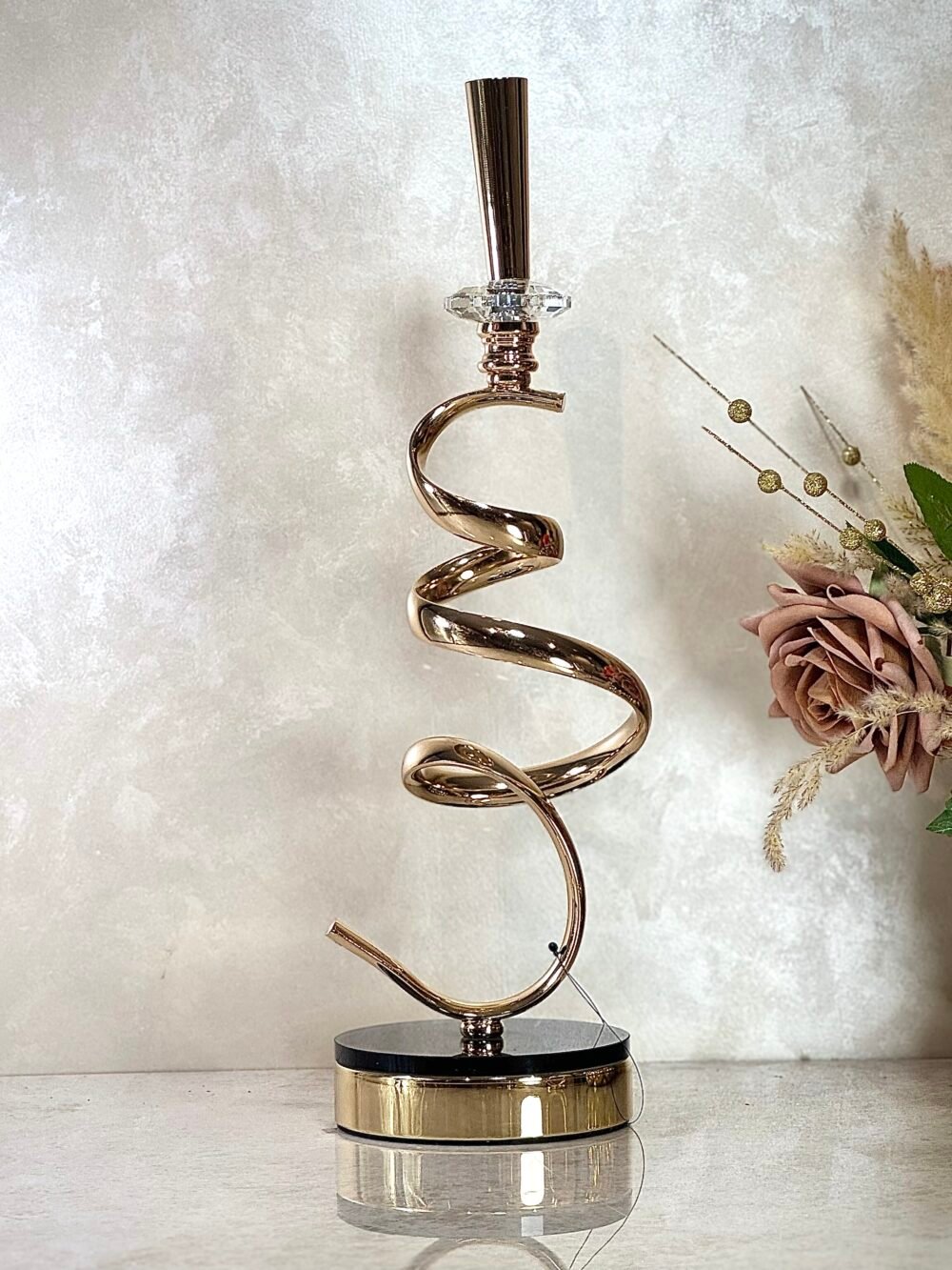 Bougeoir Spirale Noir et Doré – Design Élégant et Contemporain pour Décoration Moderne