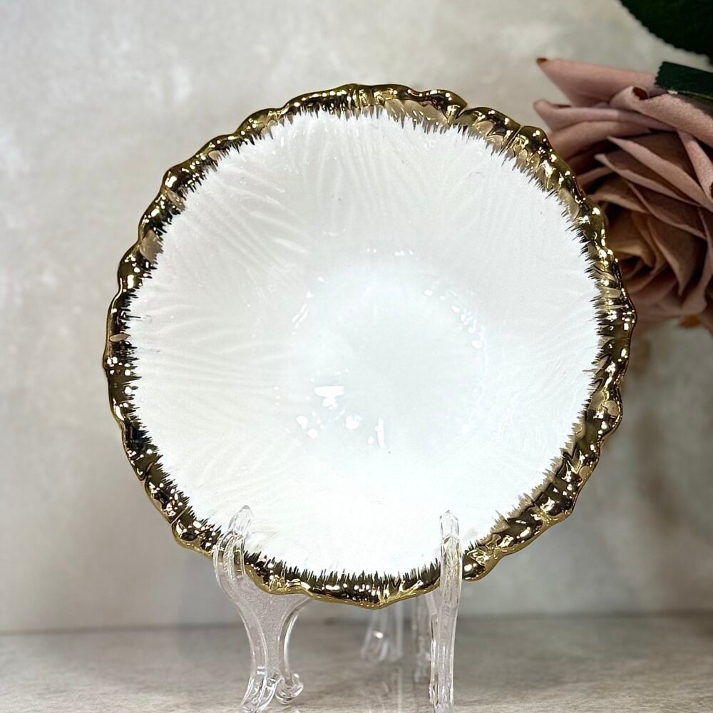 Bol Blanc avec Bords Dorés – Élégance Moderne pour Votre Table
