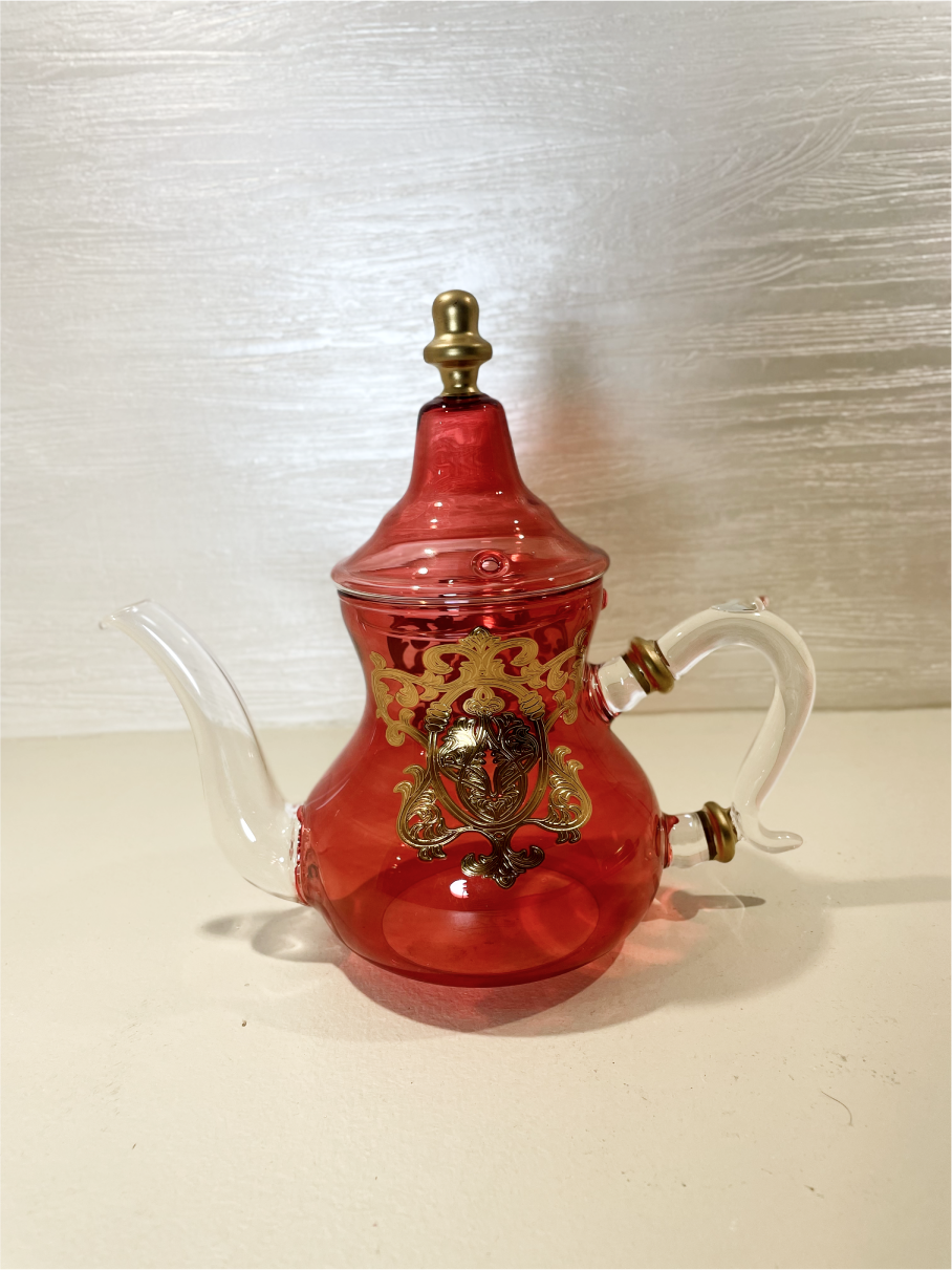 Théière Artisanale en Verre Rouge Tanné