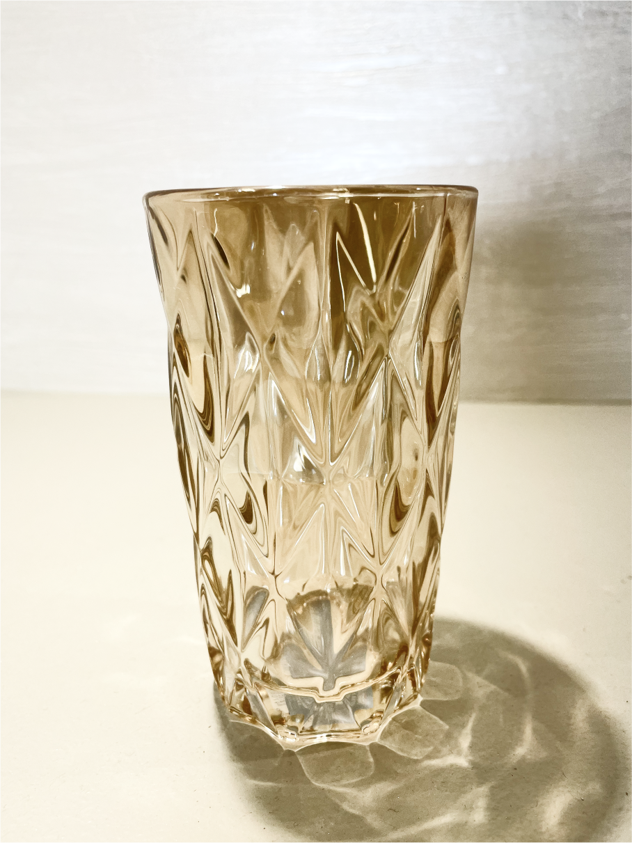 Ensemble de 6 Verres Longs Texturés en Verre Ambre Clair