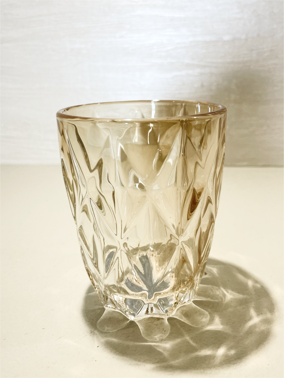 Ensemble de 6 Grands Verres Texturés en Verre Ambre Clair
