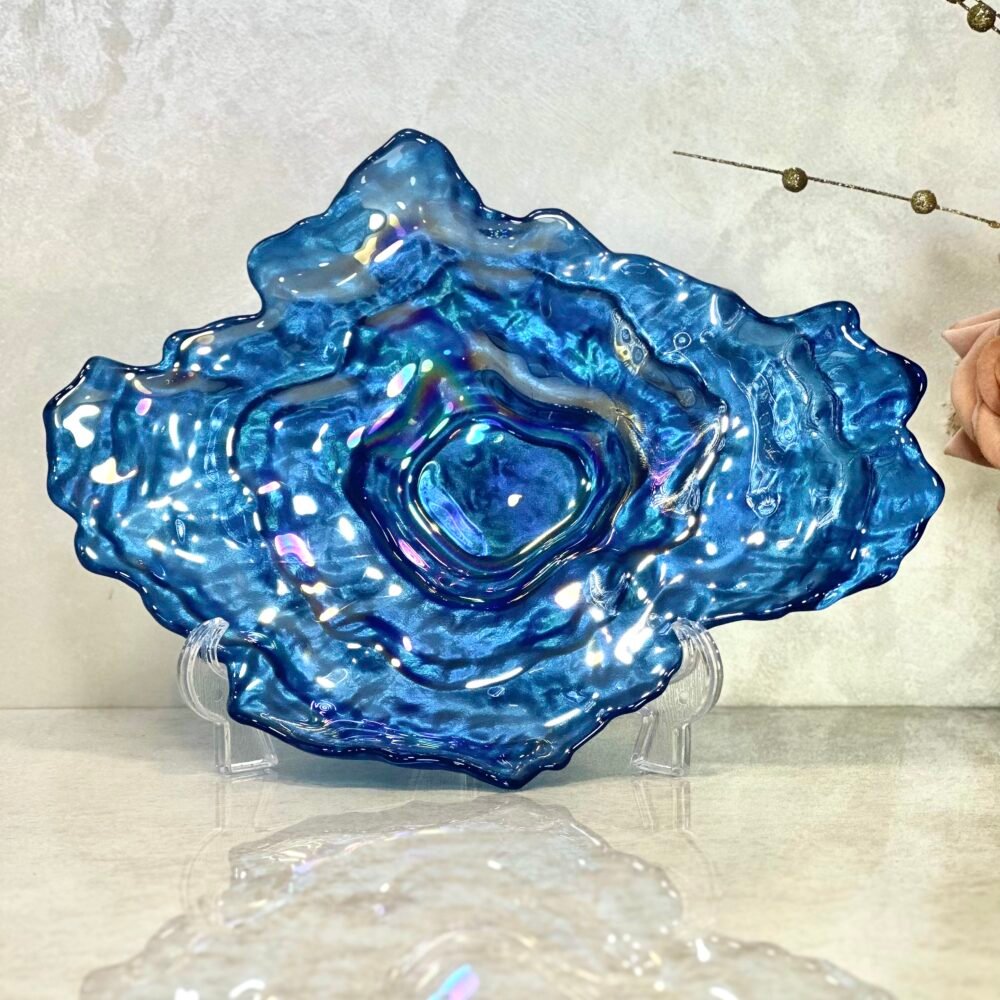Assiette de Présentation Bleue en Forme d'Huitre