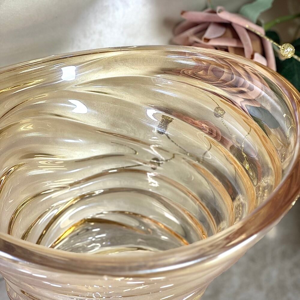 Grand Bol en Verre Ambre Clair avec Support