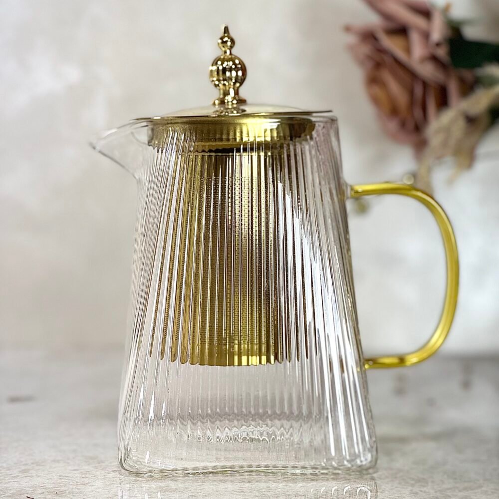 Théière en Verre Texturé Résistante à la Chaleur – Élégance et Praticité pour une Infusion Parfaite