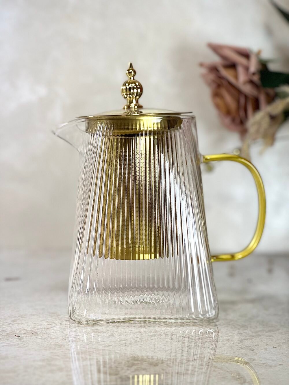 Théière en Verre Texturé Résistante à la Chaleur – Élégance et Praticité pour une Infusion Parfaite