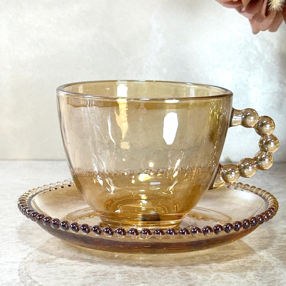 Ensemble de 6 Tasses à Café Élégantes en Verre Ambre Clair – Raffinement et Style Unique pour Votre Table