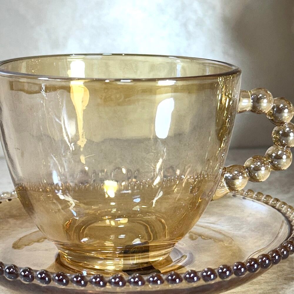 Ensemble de 6 Tasses à Café Élégantes en Verre Ambre Clair – Raffinement et Style Unique pour Votre Table