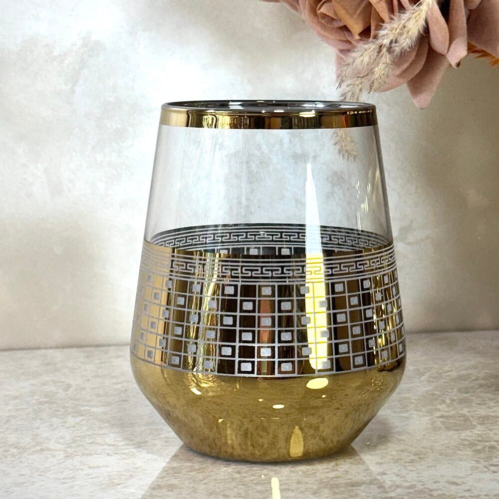 Ensemble Carafe en Verre Clair avec 6 Verres – Finitions Dorées Élégantes pour une Table Raffinée