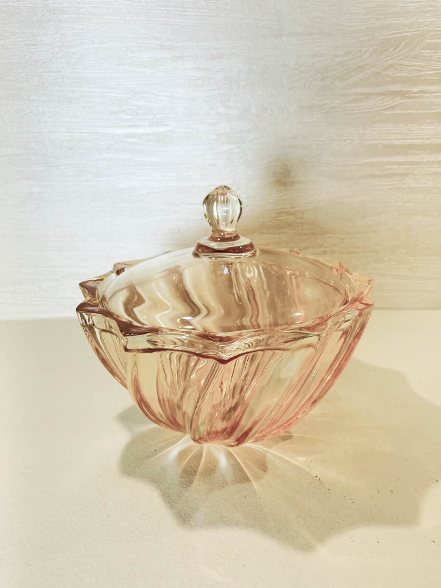 Bonbonnière en Verre Ambre Clair