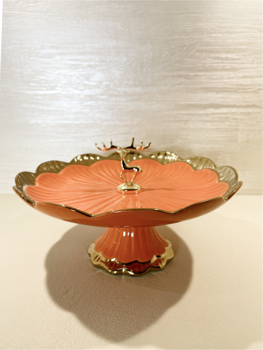 Présentoir Gazelle Orange avec Accents Dorés et Support