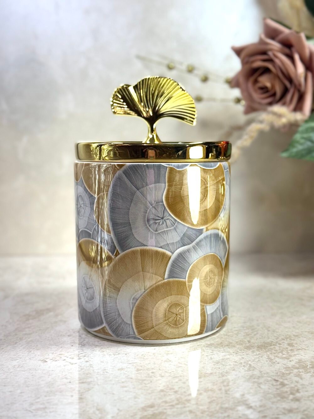 Ensemble de 2 Bocaux en Céramique Style Maritime – Gris et Brun