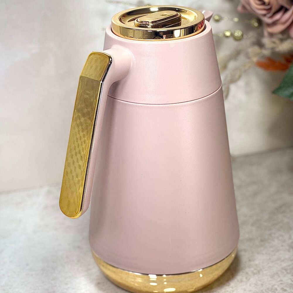 Thermos Rose Foncé Élégant avec Motifs Dorés – Style Simple et Raffiné