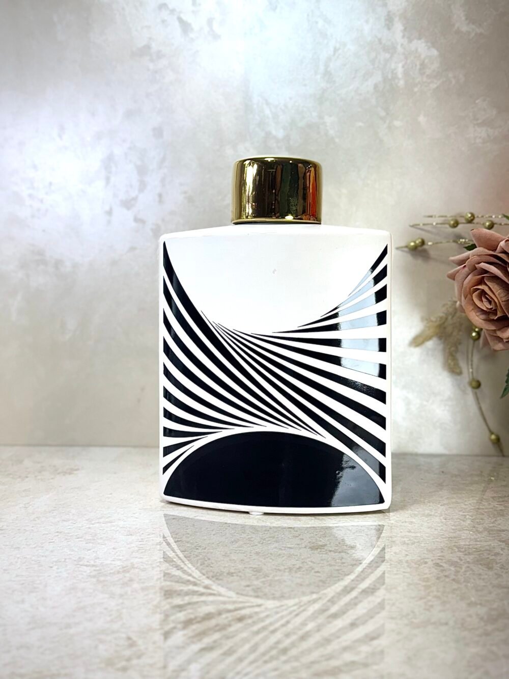 Ensemble de 2 Bouteilles Décoratives Rectangulaires Blanc et Noir – Motif Zèbre