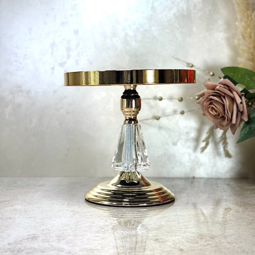 Ensemble de 3 Présentoirs Miroirs Surélevés – Cristal et Doré, Design Élégant