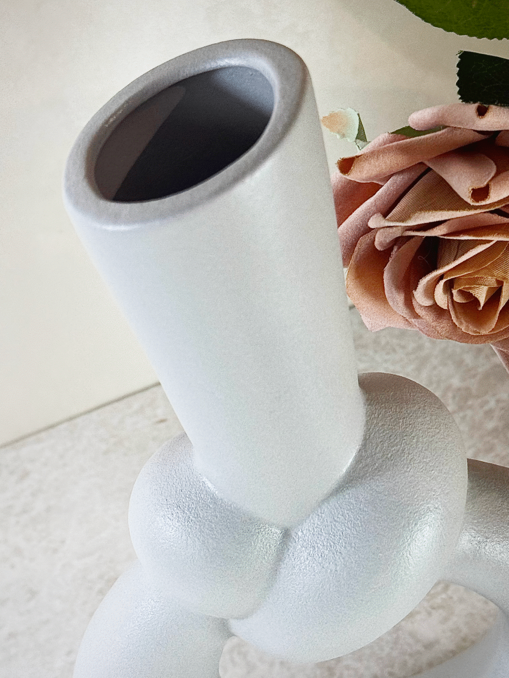 Ensemble de 2 Vase Nœud Abstrait en Céramique – Taupe Beige et Blanc