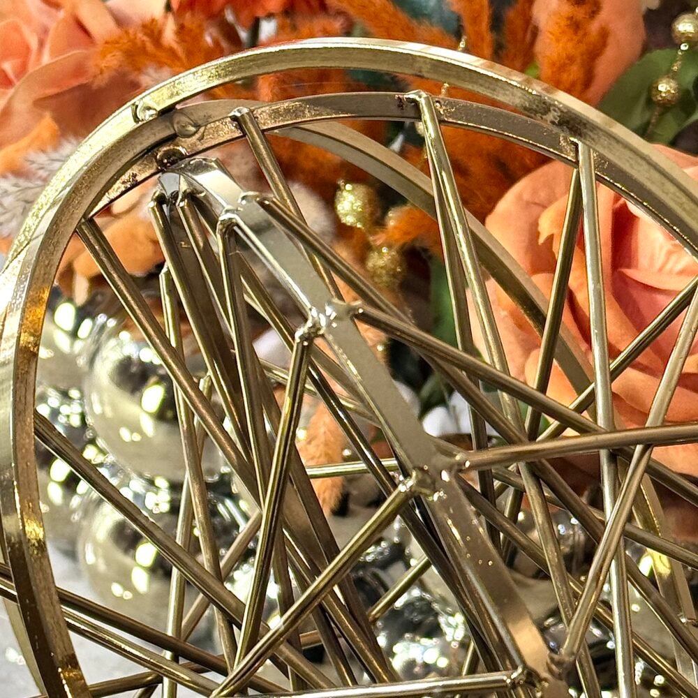 Statue Métallique Noire et Dorée – Globe Atome Design Moderne et Élégant