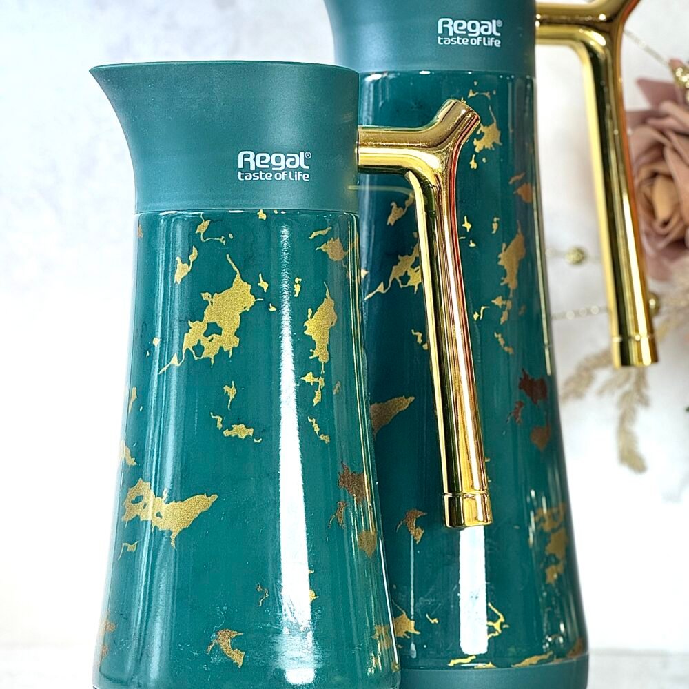 Ensemble de Thermos Verts avec Décorations Dorées – Disponible en 2 Tailles