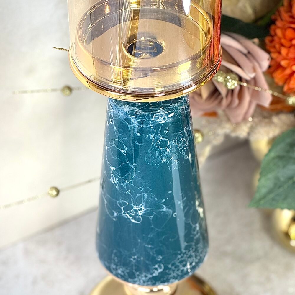 Bougeoir Grand Modèle Vert et Doré – Élégance Moderne pour Décoration