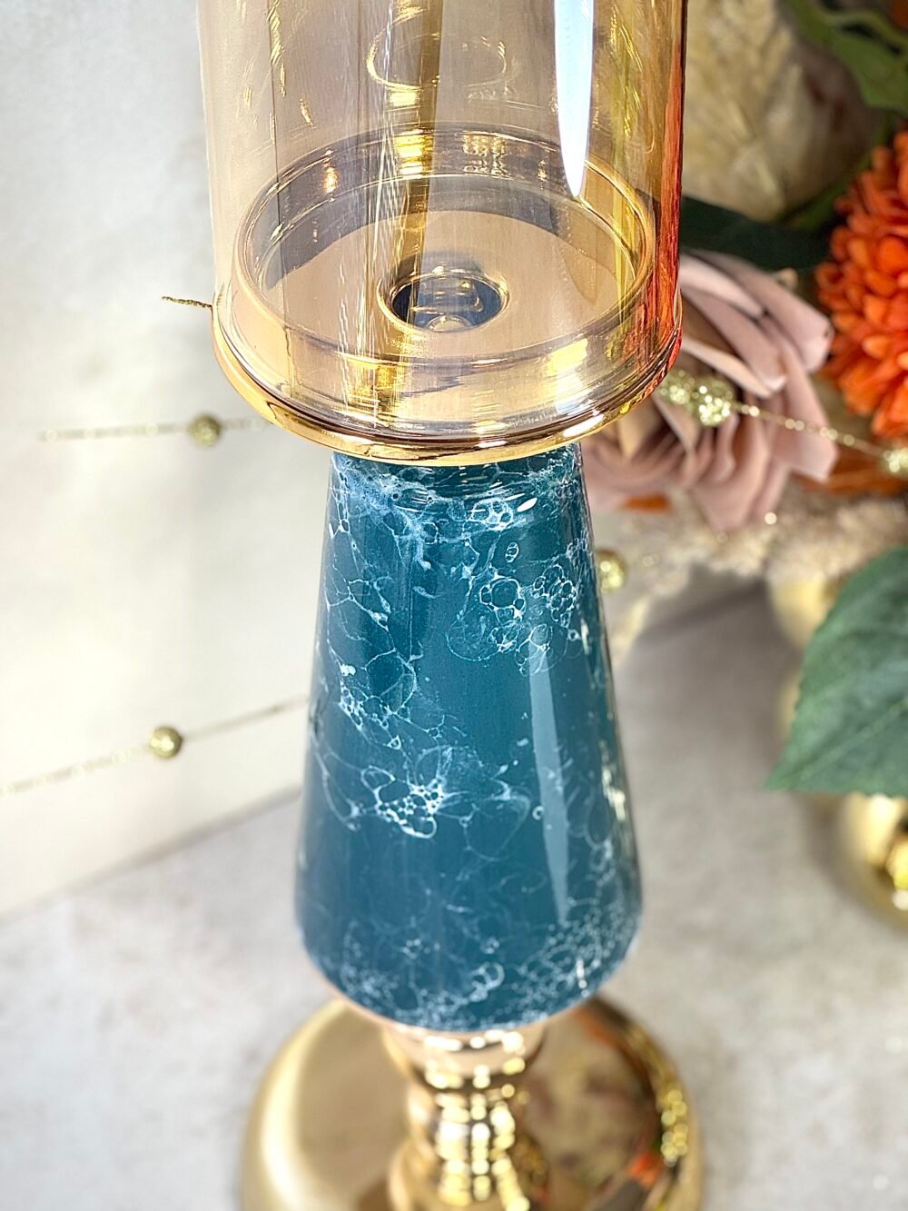Bougeoir Grand Modèle Vert et Doré – Élégance Moderne pour Décoration
