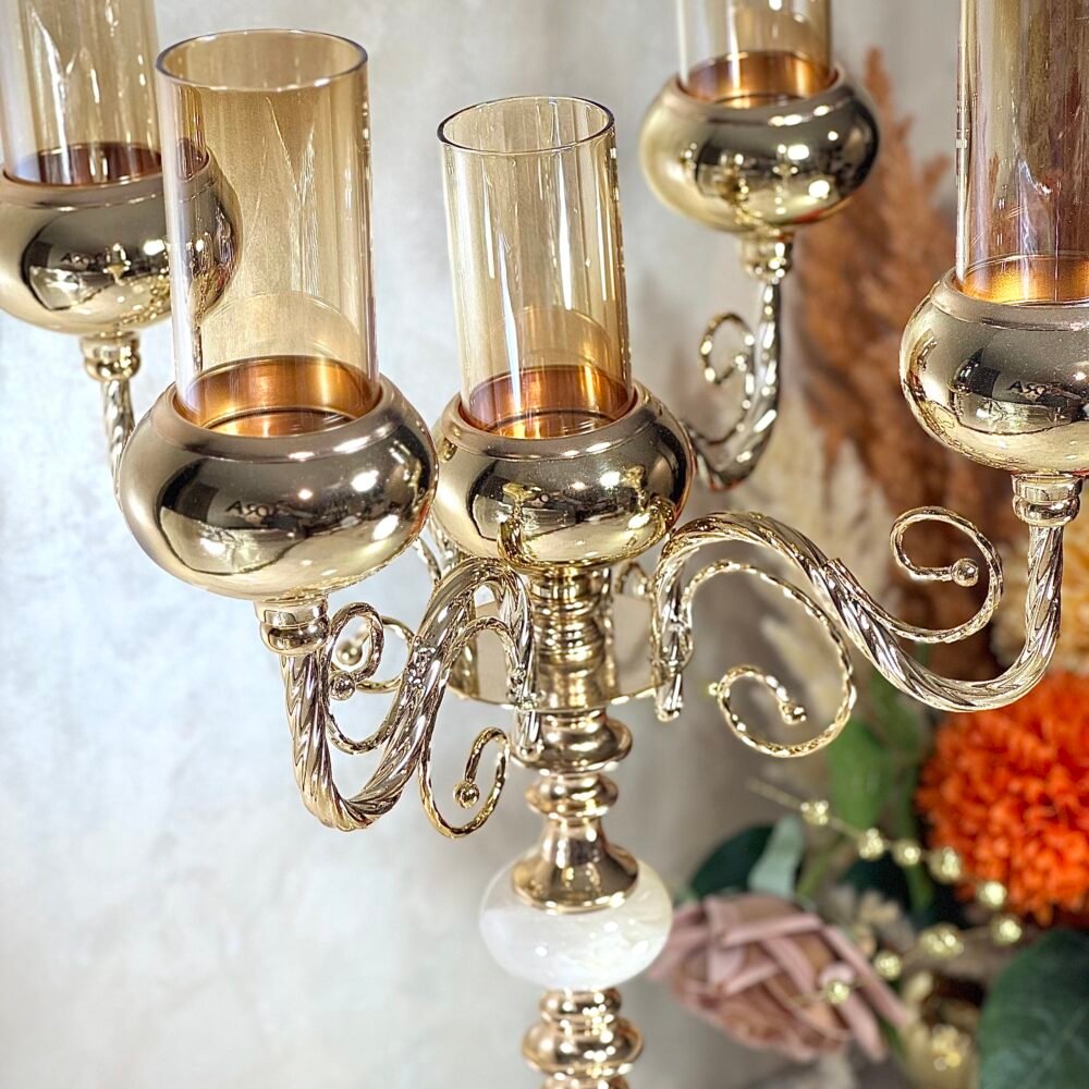 Grand Bougeoir Chandelier sur Pied à 5 Bougies – Élégance Classique et Présence Majestueuse