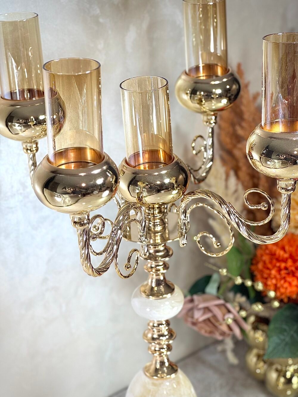 Grand Bougeoir Chandelier sur Pied à 5 Bougies – Élégance Classique et Présence Majestueuse