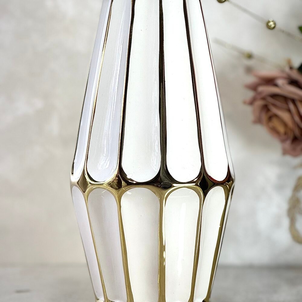 Ensemble de 2 Vases Cylindriques Blancs et Dorés – Élégance Moderne