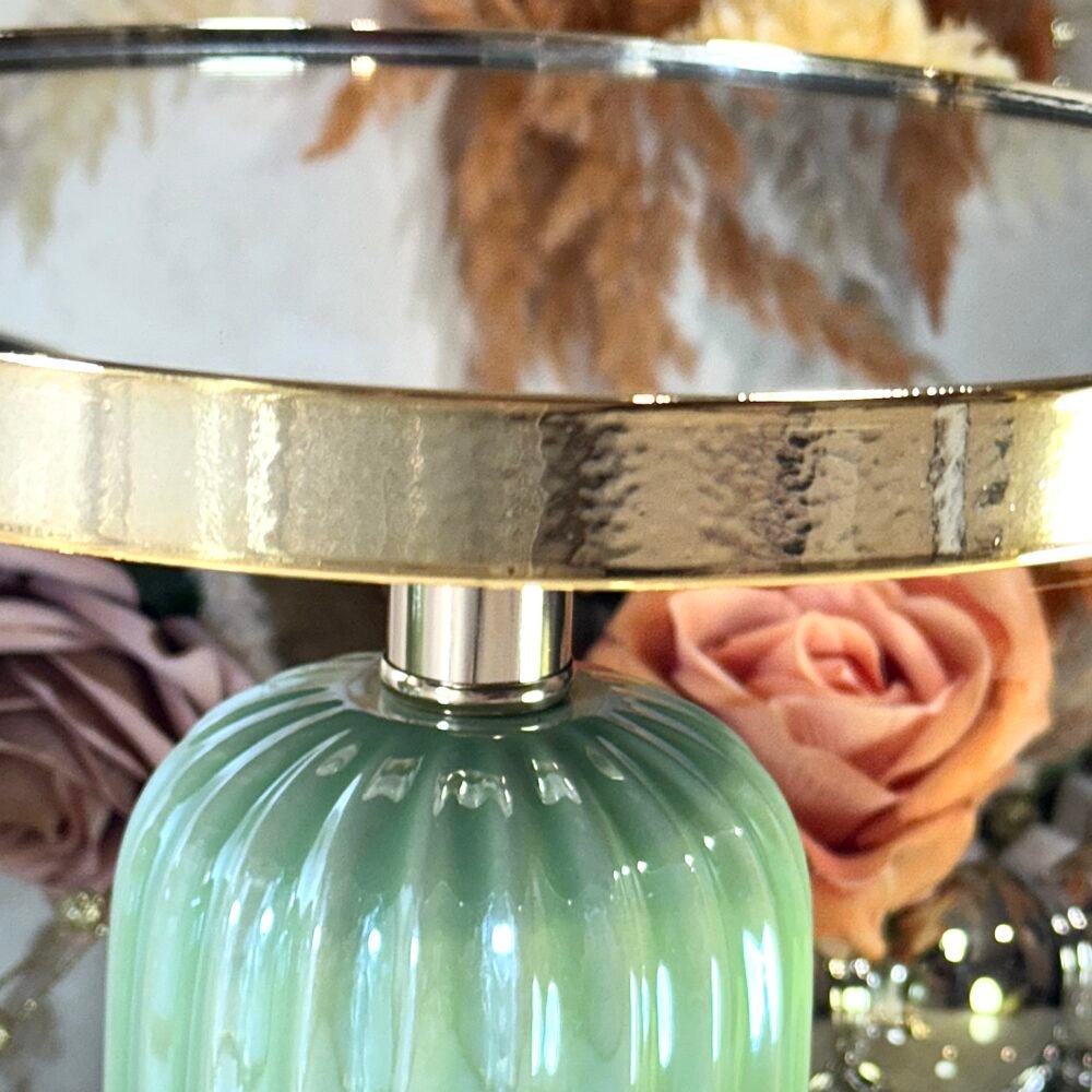 Ensemble de 2 Présentoirs Élevés en Miroir Vert et Doré – Design Élégant pour Décoration Raffinée